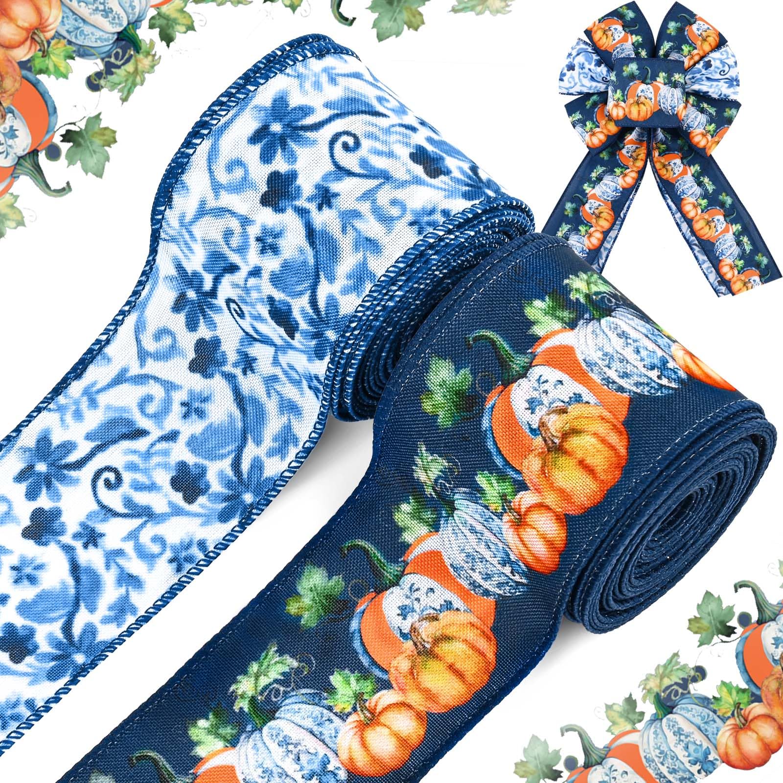 Amazon.com: 2 Rolls Fall Wired Edge Ribbon Chinoiserie